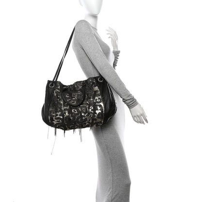 Valentino Garavani Nappa Sequin Chain Glam Tote Dark Grey 2 of 17