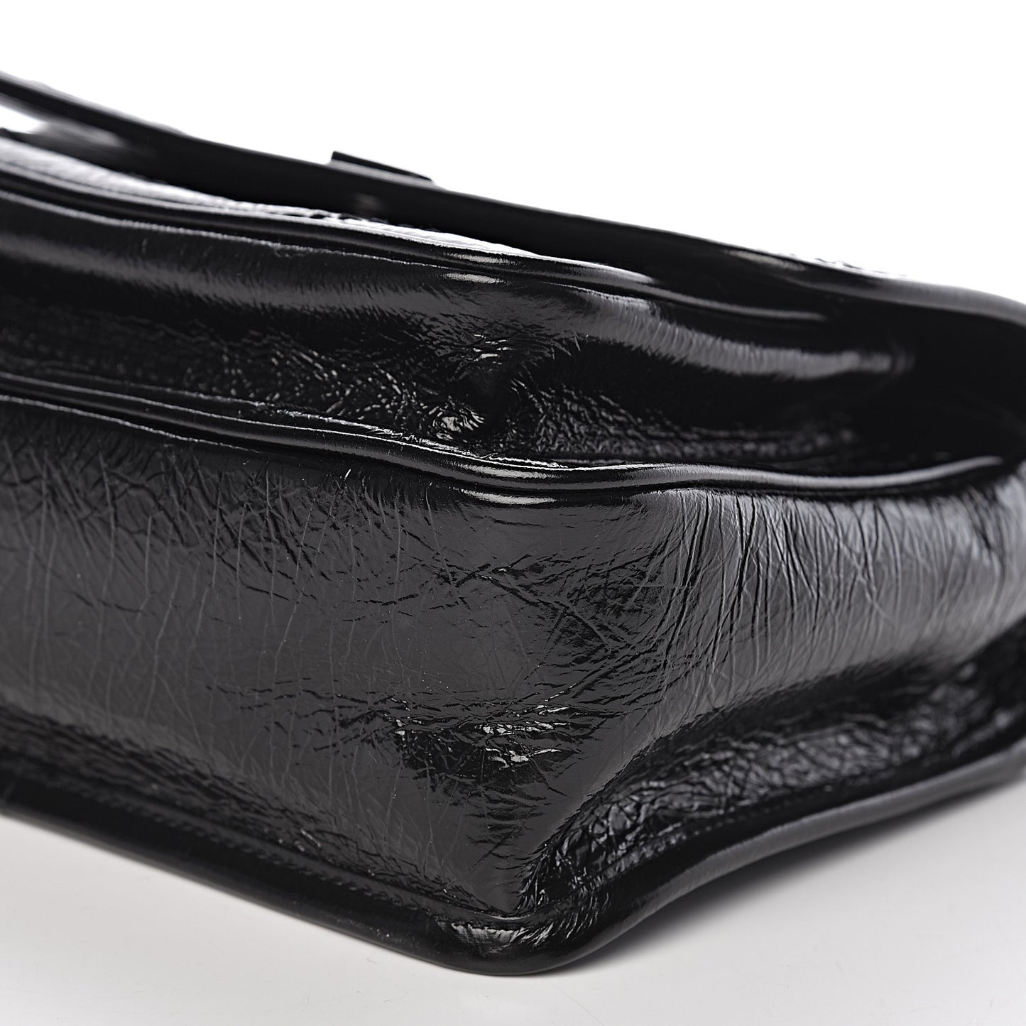 Crinkled Calfskin Matelasse Monogram Baby Niki Chain Satchel Black