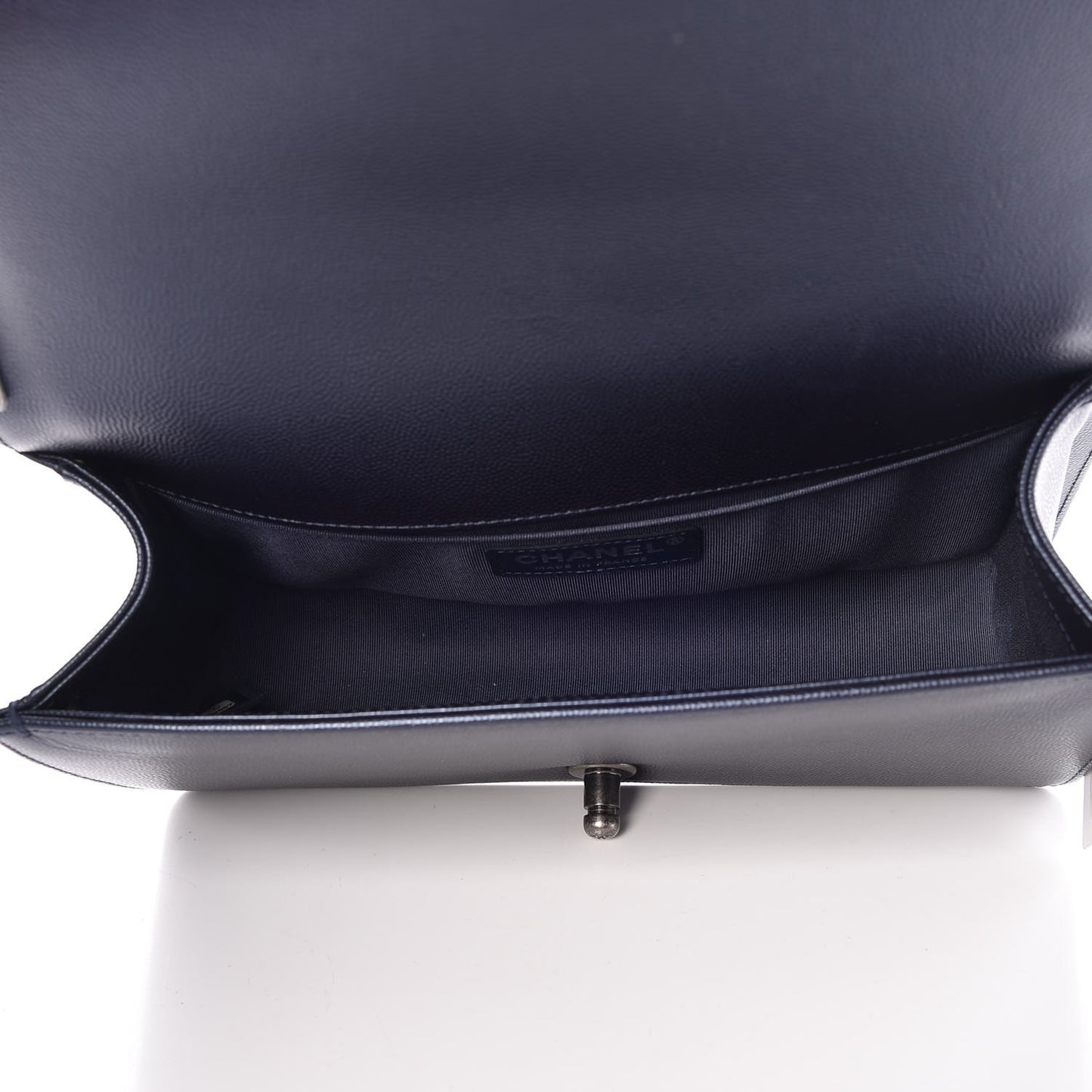 Metallic Caviar Quilted Medium Boy Flap Navy
