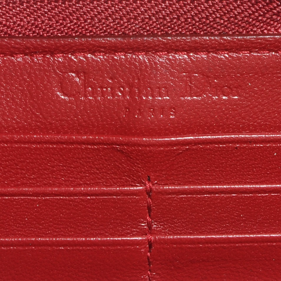 Patent Cannage Lady Dior Continental Wallet Red