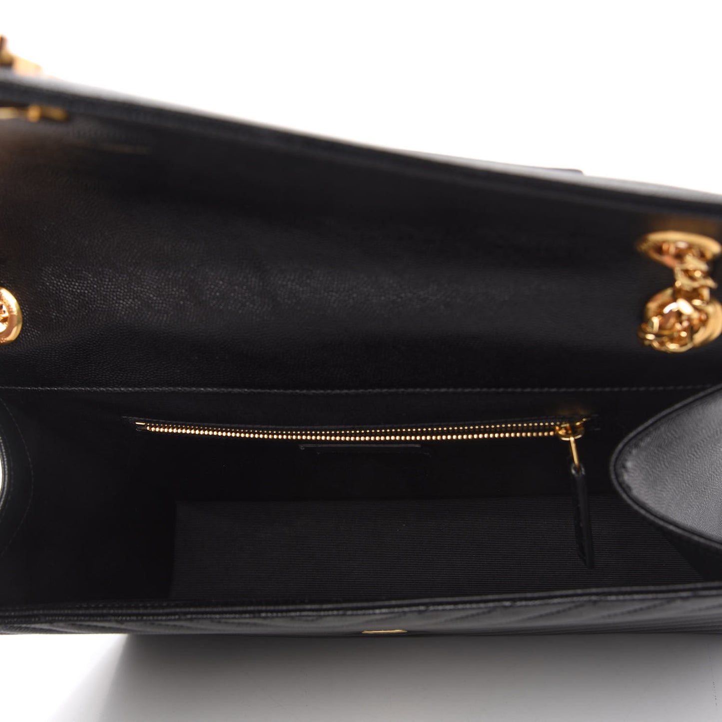 Grain De Poudre Matelasse Chevron Large Monogram Satchel Black
