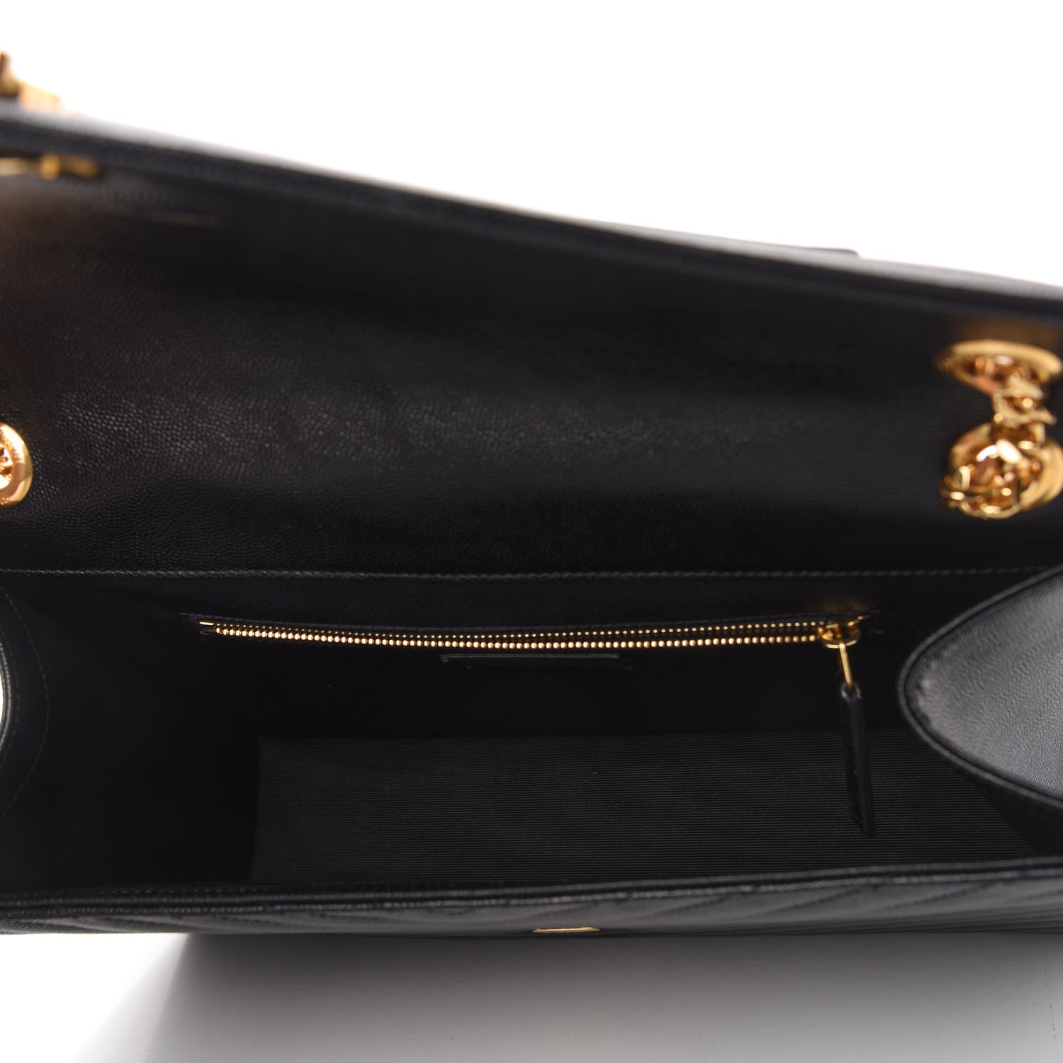 Saint Laurent Grain De Poudre Matelasse Chevron Large Monogram Satchel Black 4 of 9