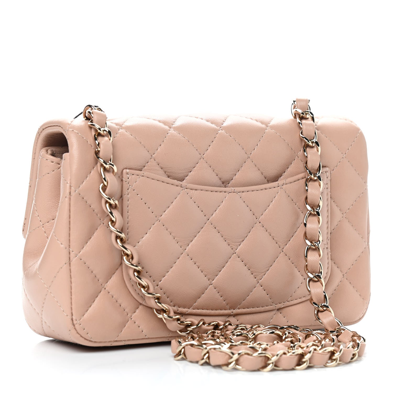 Chanel Lambskin Quilted Mini Rectangular Flap Beige 3 of 9