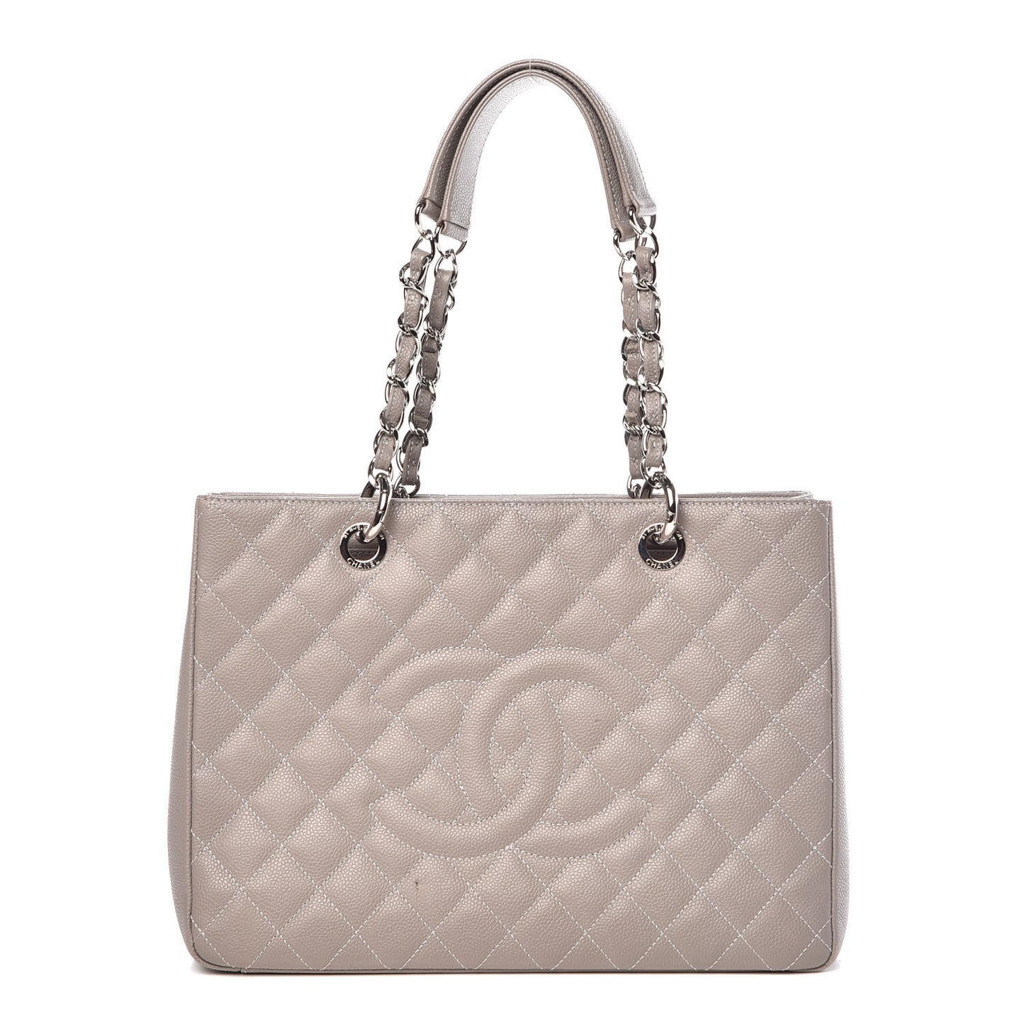 Caviar Quilted Grand Shopping Tote GST Light Grey