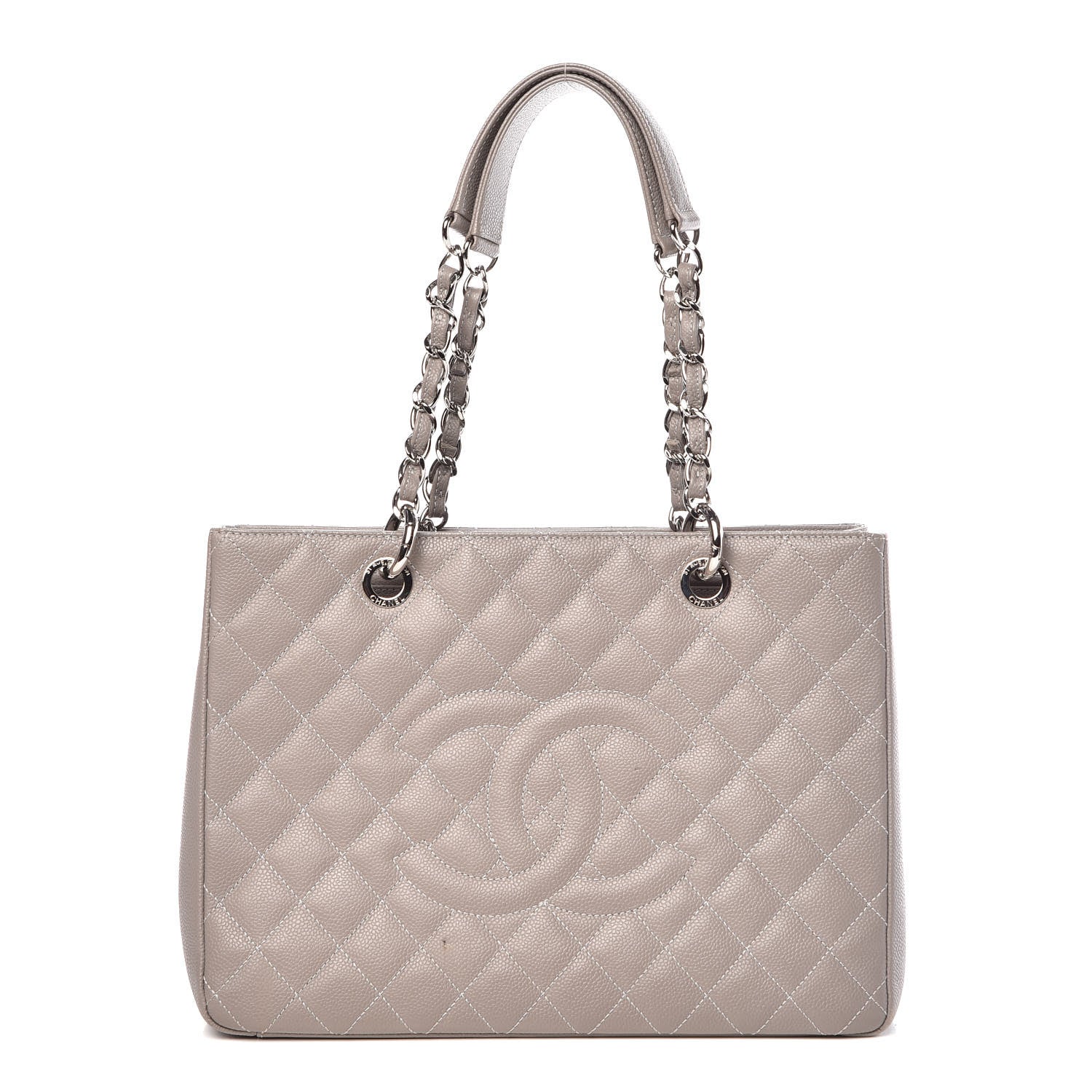 Chanel Caviar Quilted Grand Shopping Tote GST Light Grey 1 of 13