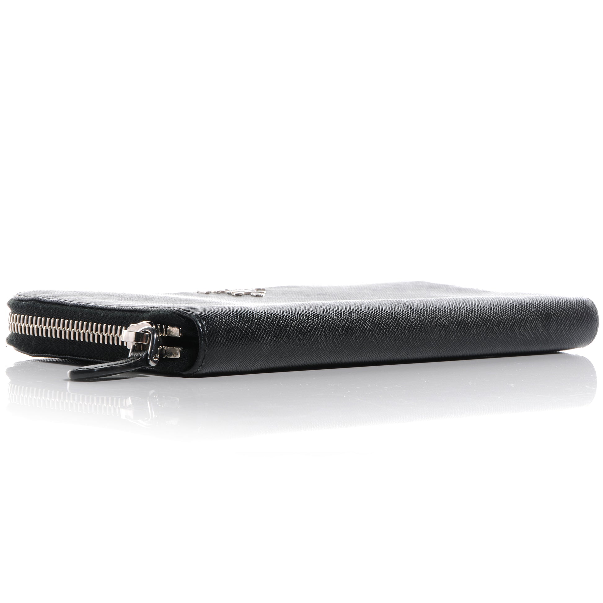 Prada Saffiano Zip Around Wallet Nero Black 5 of 9