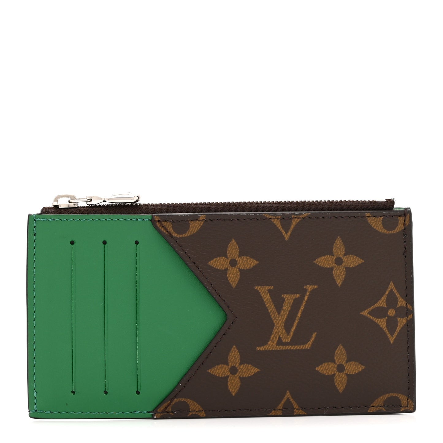 Monogram Calfskin Coin Card Holder Minty Green
