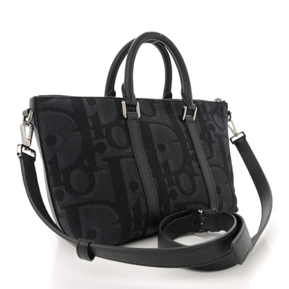 Christian Dior Maxi Oblique Jacquard Weekender 25 Black 3 of 11