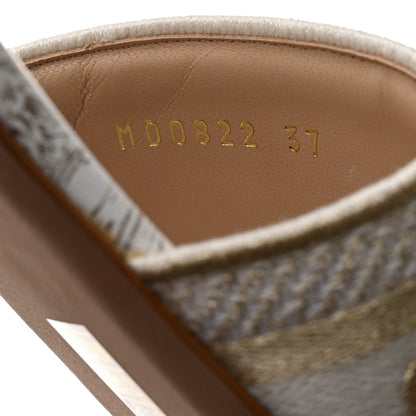 Christian Dior Canvas Lurex Jardin d'Hiver Embroidered Dway Flat Slide Sandals 37 White Palladium 6 of 9