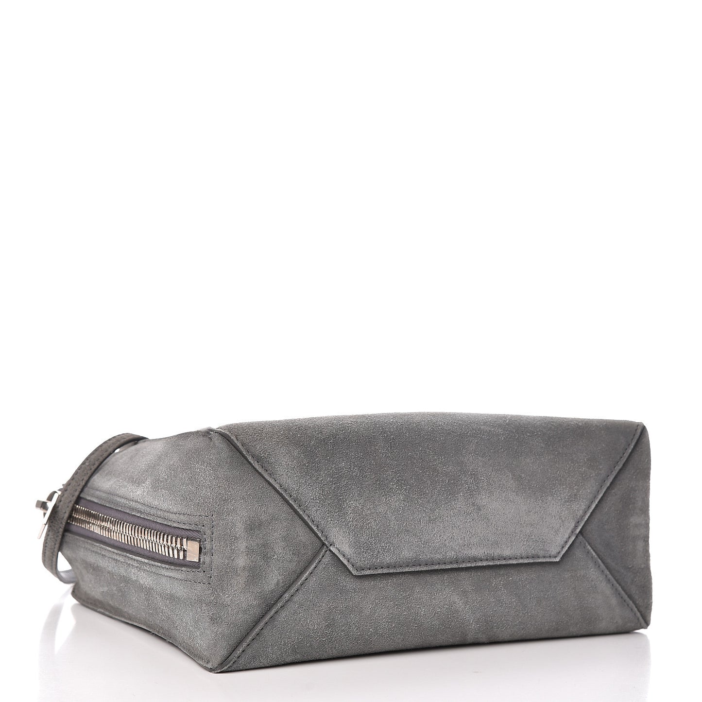 Baby Daim Suede Plate Hardware Papier A6 Zip Around Tote Grey