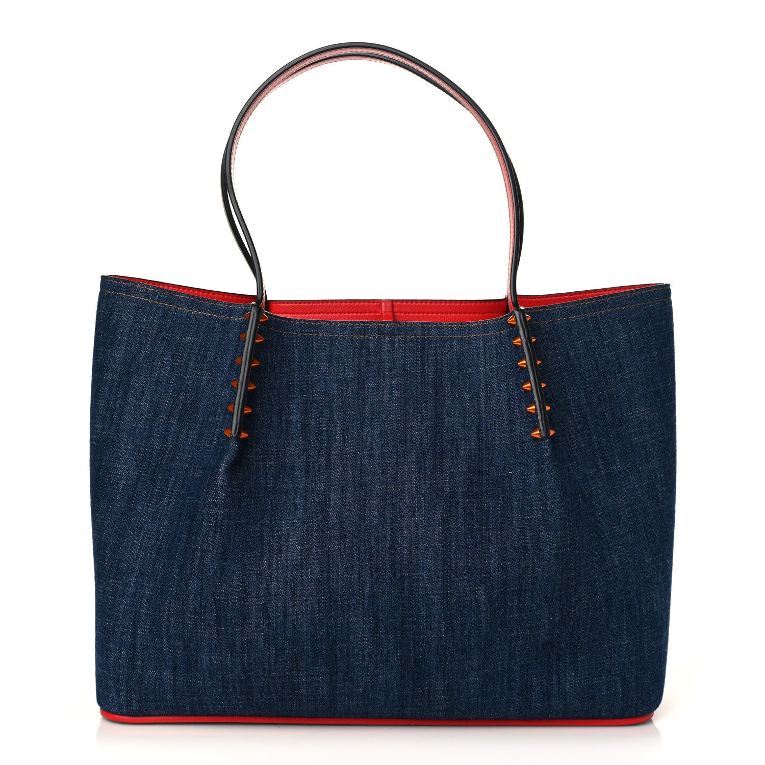 Christian Louboutin Denim Spiked Small Cabarock Shopper Tote 1 of 7