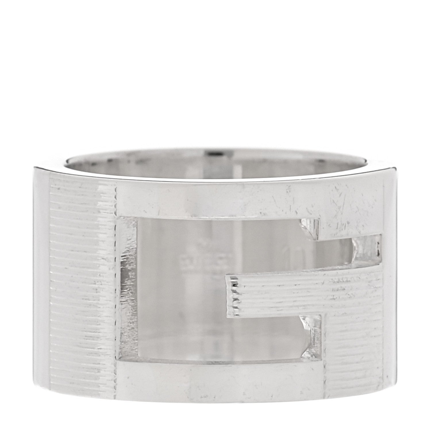 Gucci Sterling Silver Wide G Cutout Ring 49 5 1 of 5