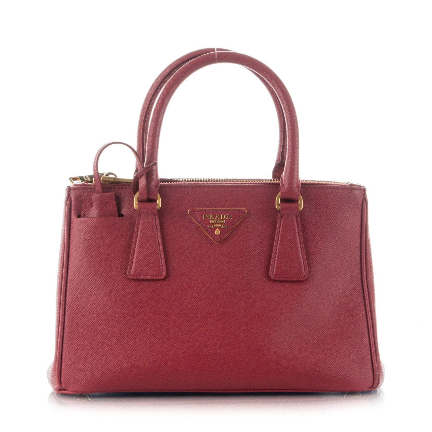 Prada Saffiano Mini Galleria Double Zip Tote Fuoco 1 of 8