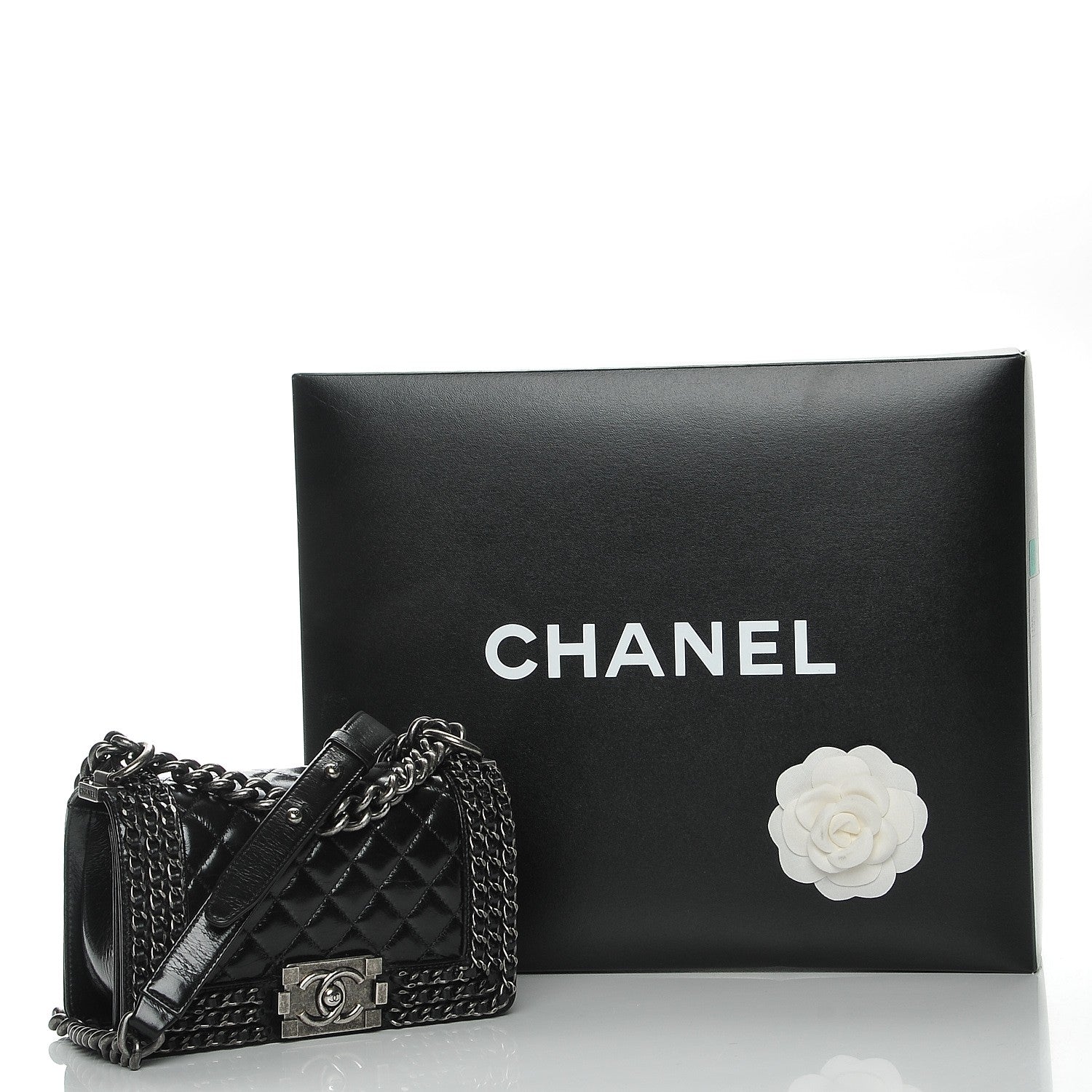 Chanel Glazed Calfskin Small Boy Chained Flap Black 8 of 8