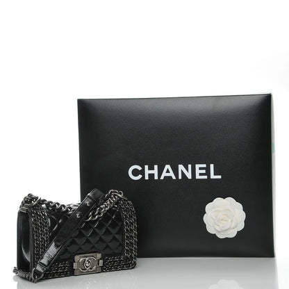 Chanel Glazed Calfskin Small Boy Chained Flap Black 8 of 8