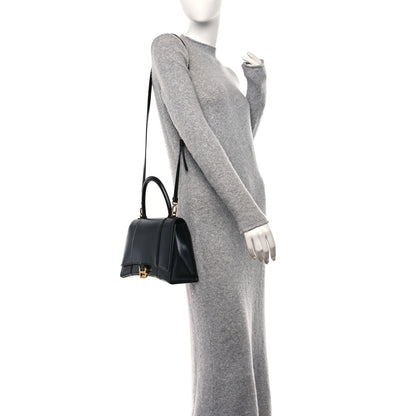 Balenciaga Shiny Box Calfskin Medium Hourglass Top Handle Bag Black 2 of 12