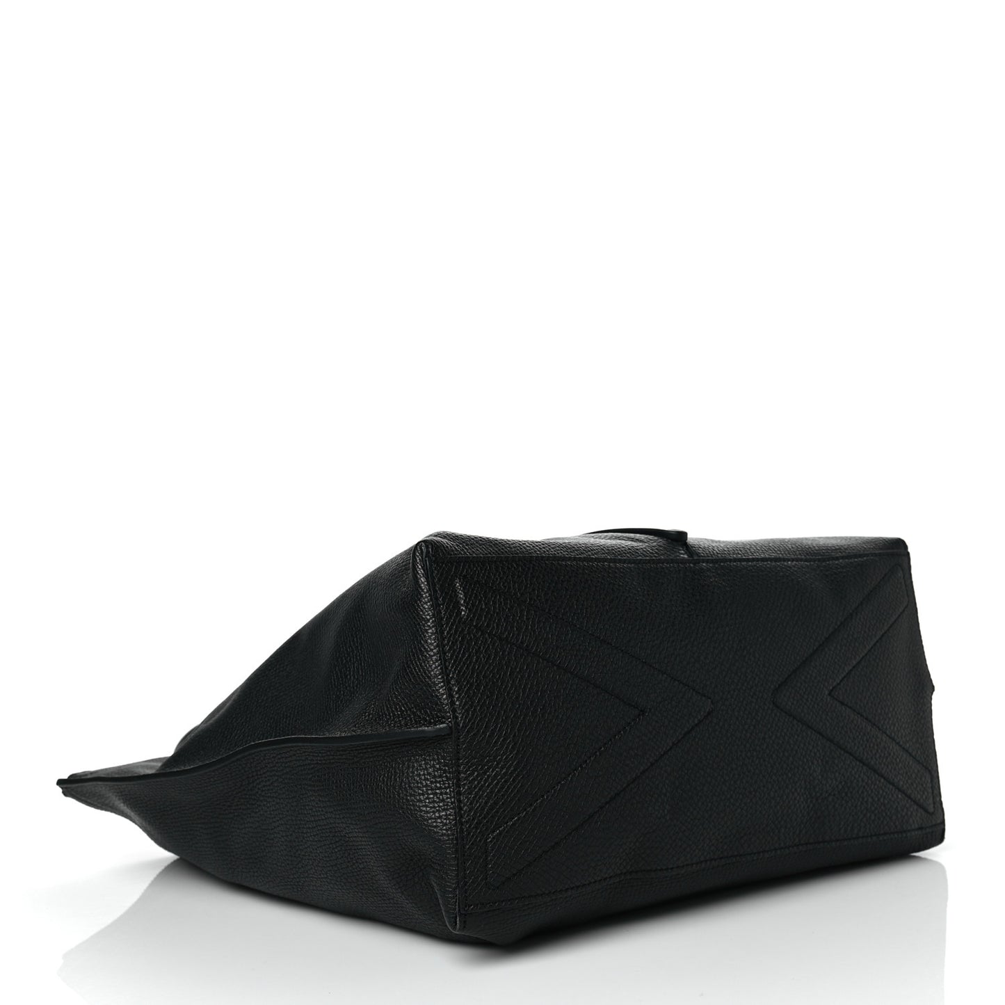 Grained Calfskin Large V Greca Signature Tote Bag Black