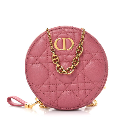 Christian Dior Calfskin Cannage Round Caro Pouch Pink Yarrow 1 of 7