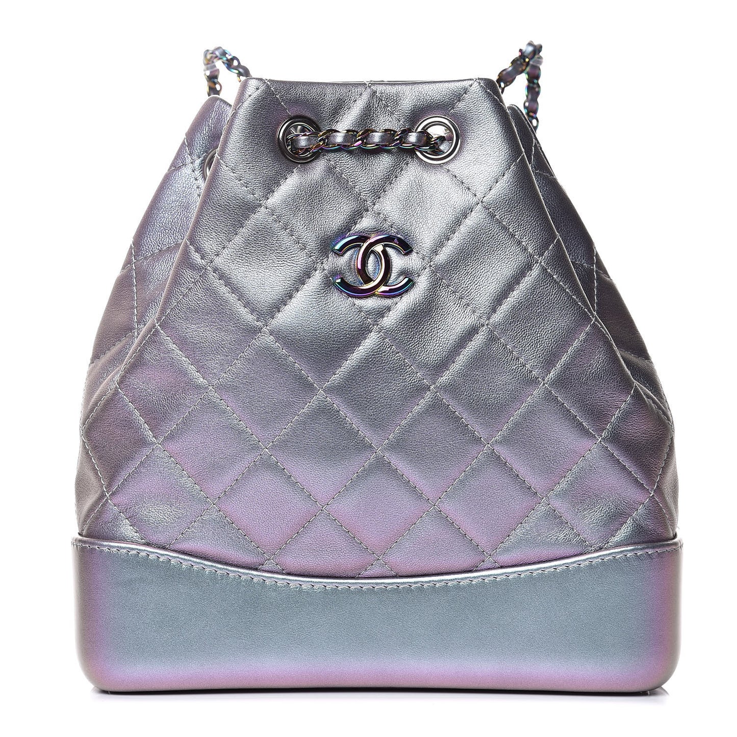 Iridescent Lambskin Calfskin Small Quilted Gabrielle Backpack Light Purple