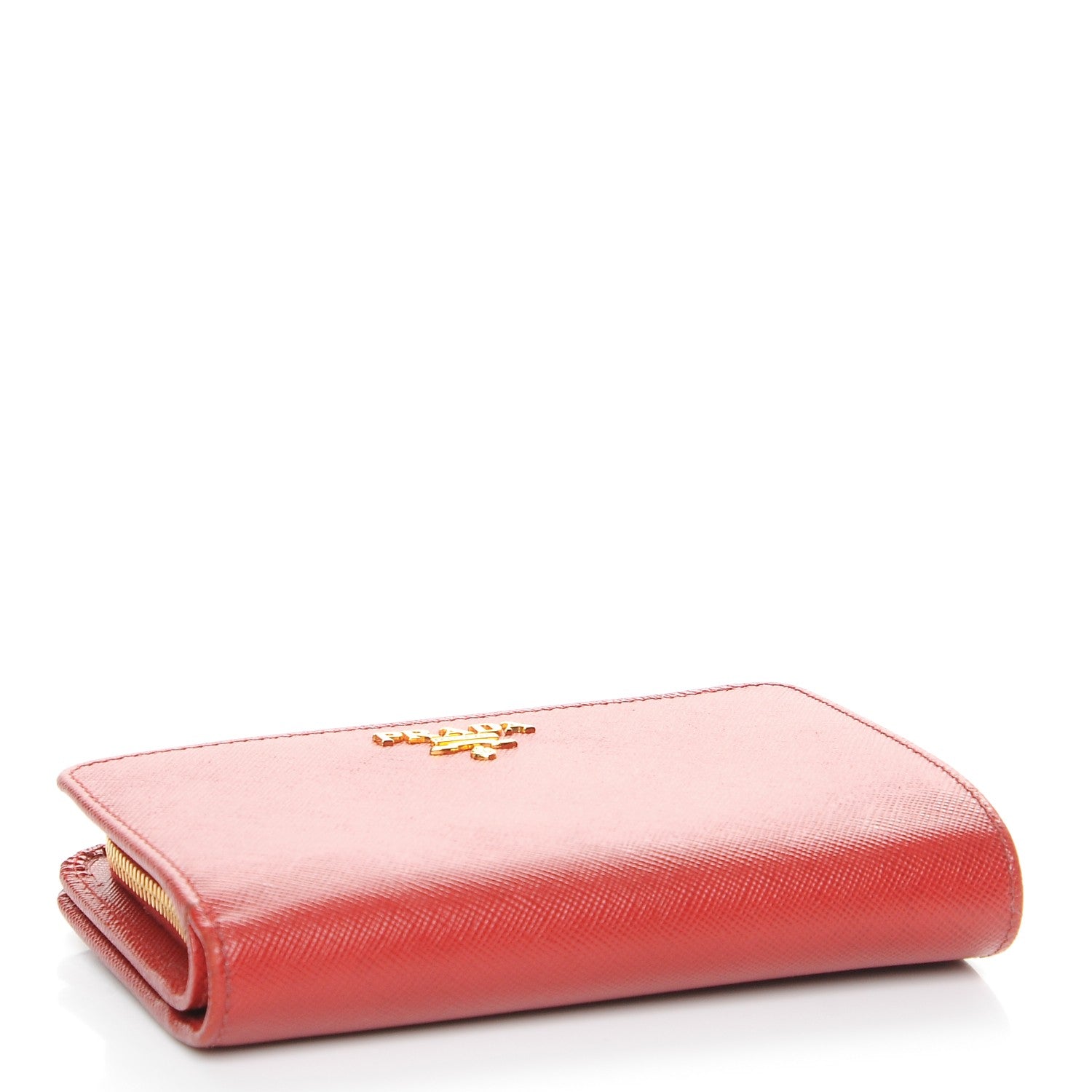 Prada Saffiano Metal Compact Wallet Fuoco 4 of 8
