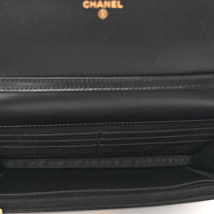 Chanel Lambskin Resin Quilted Coco Hearts Wallet On Chain WOC Black 6 of 11