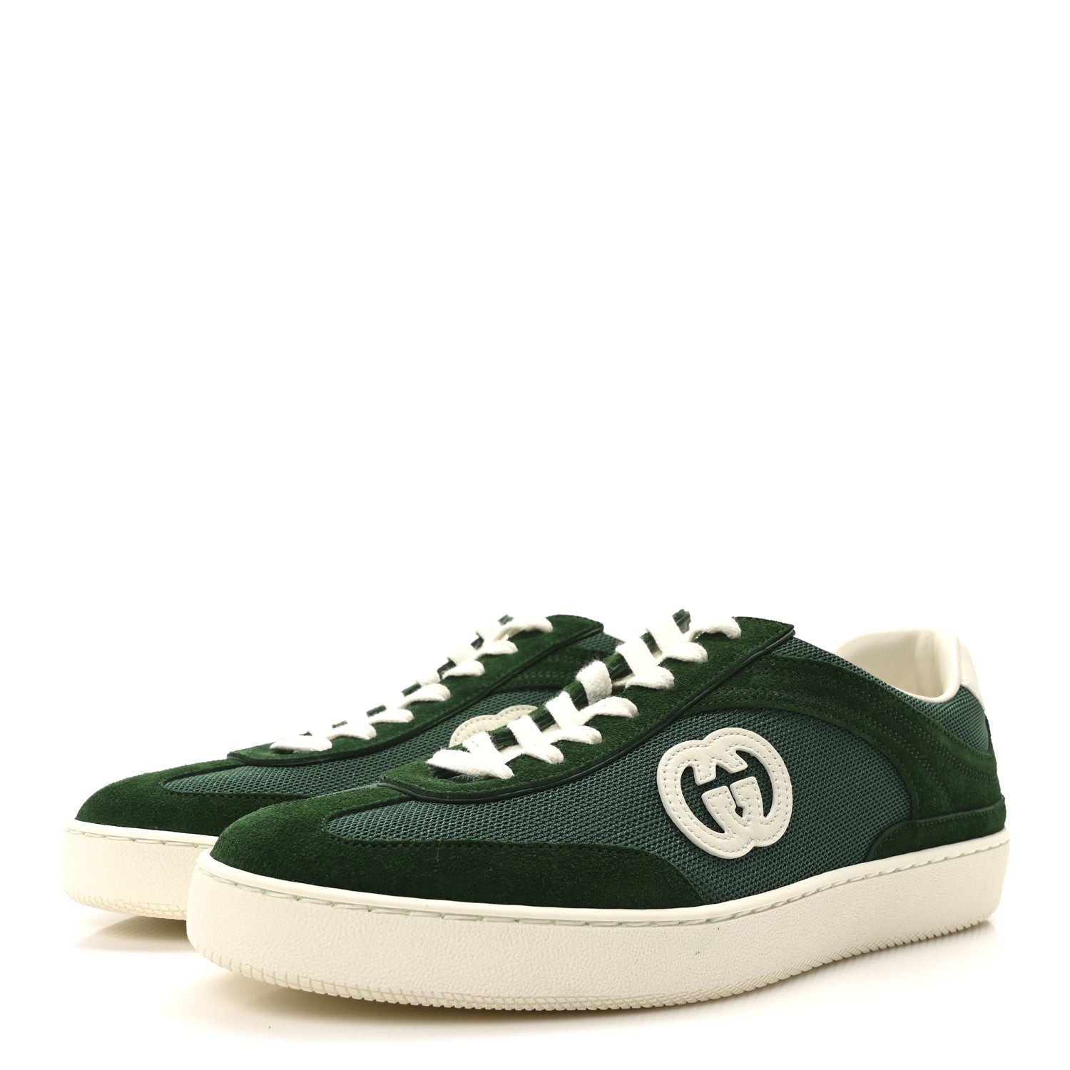 Gucci Suede Nylon Mens G75 Sneaker 8 New Shamarock Emerald Off White 4 of 9
