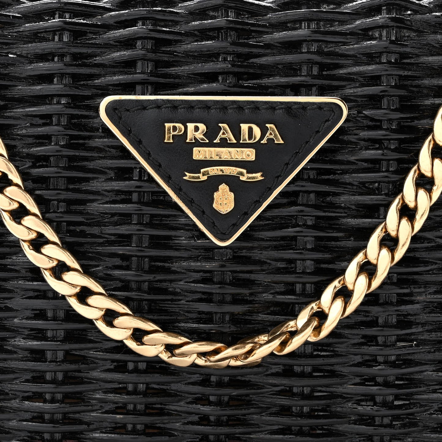 Wicker Triangle Crossbody Clutch Black Petalo