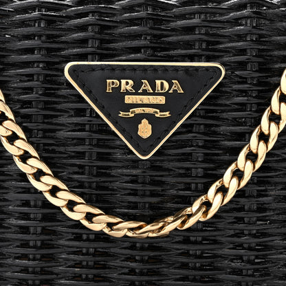 Prada Wicker Triangle Crossbody Clutch Black Petalo 6 of 8