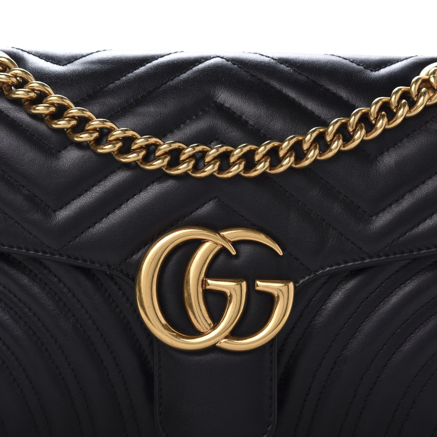 Calfskin Matelasse Small GG Marmont Shoulder Bag Black