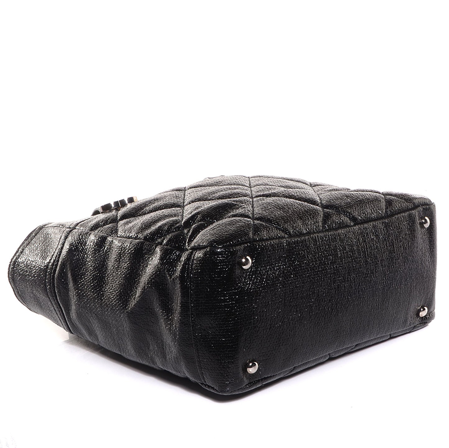 Coated Canvas Quilted Small Paris Biarritz Tote Black