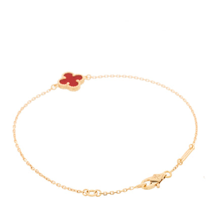 Van Cleef & Arpels 18K Rose Gold Carnelian Sweet Alhambra Bracelet 2 of 5