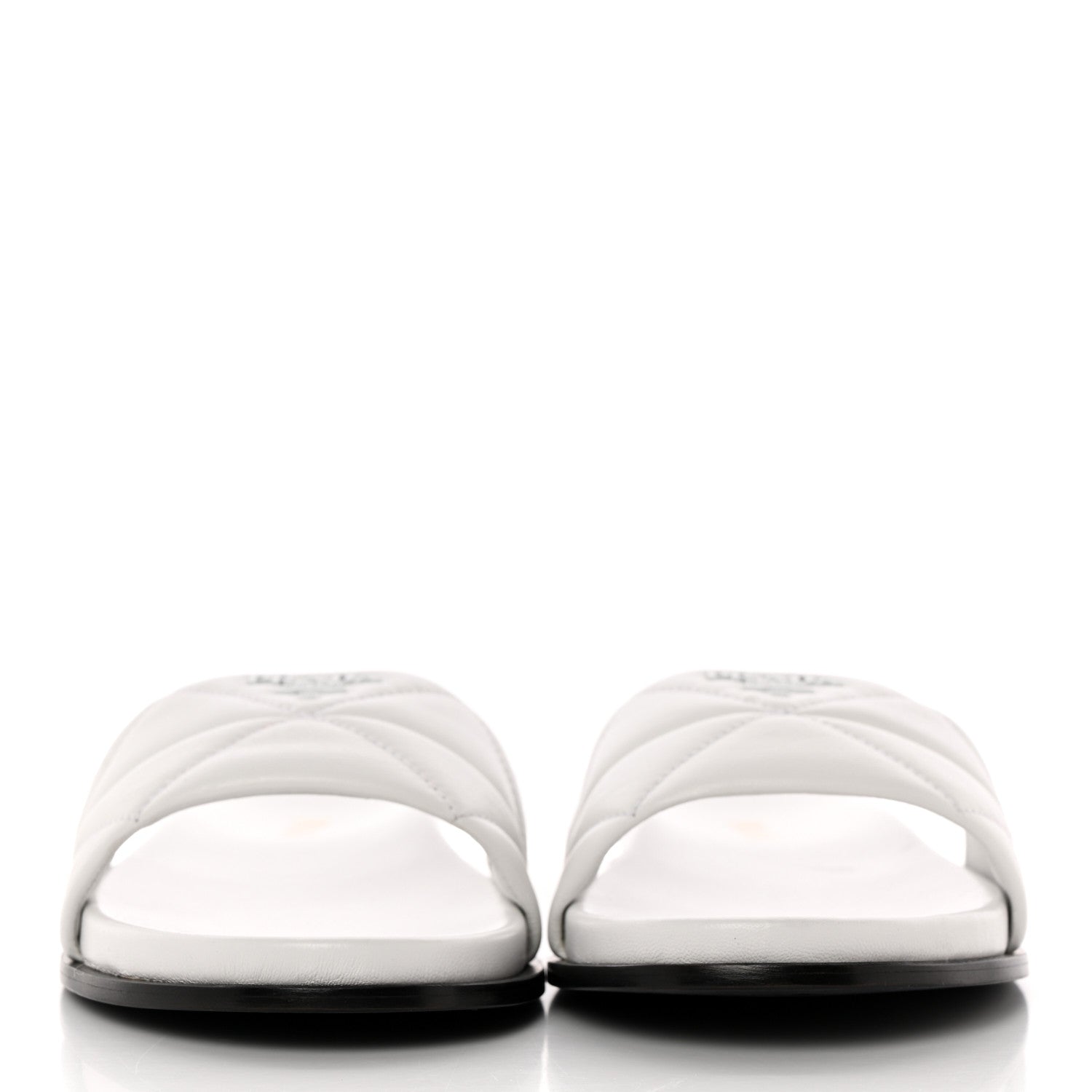 Prada Nappa Logo Quilted Slide Sandals 38 White 2 of 13