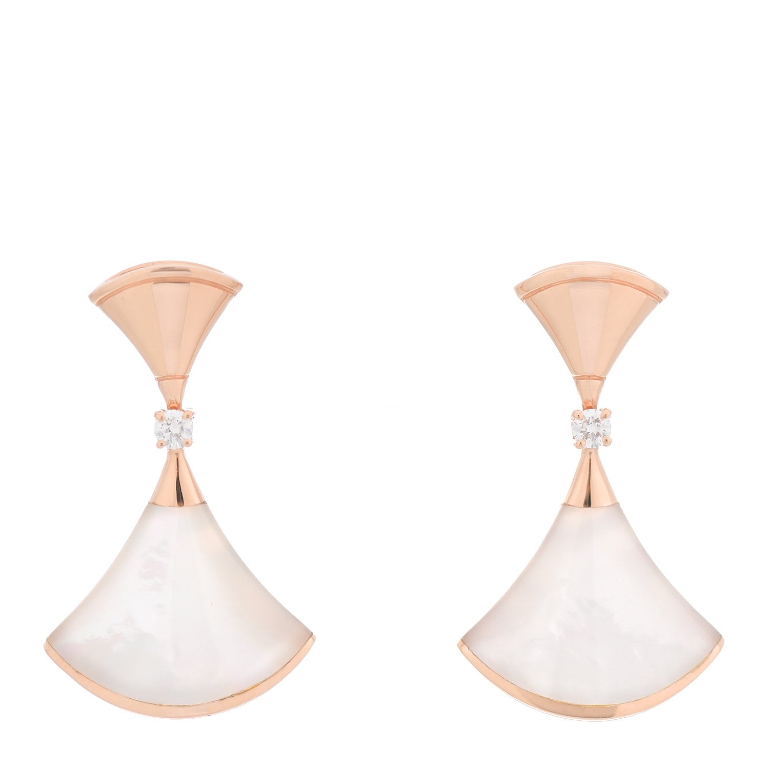 Bulgari 18K Rose Gold Diamond Mother of Pearl Divas' Dream Earrings 1 of 6