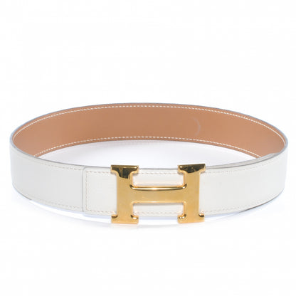 Hermes Leather Reversible H Belt 65 Gold Blanc 8 of 16