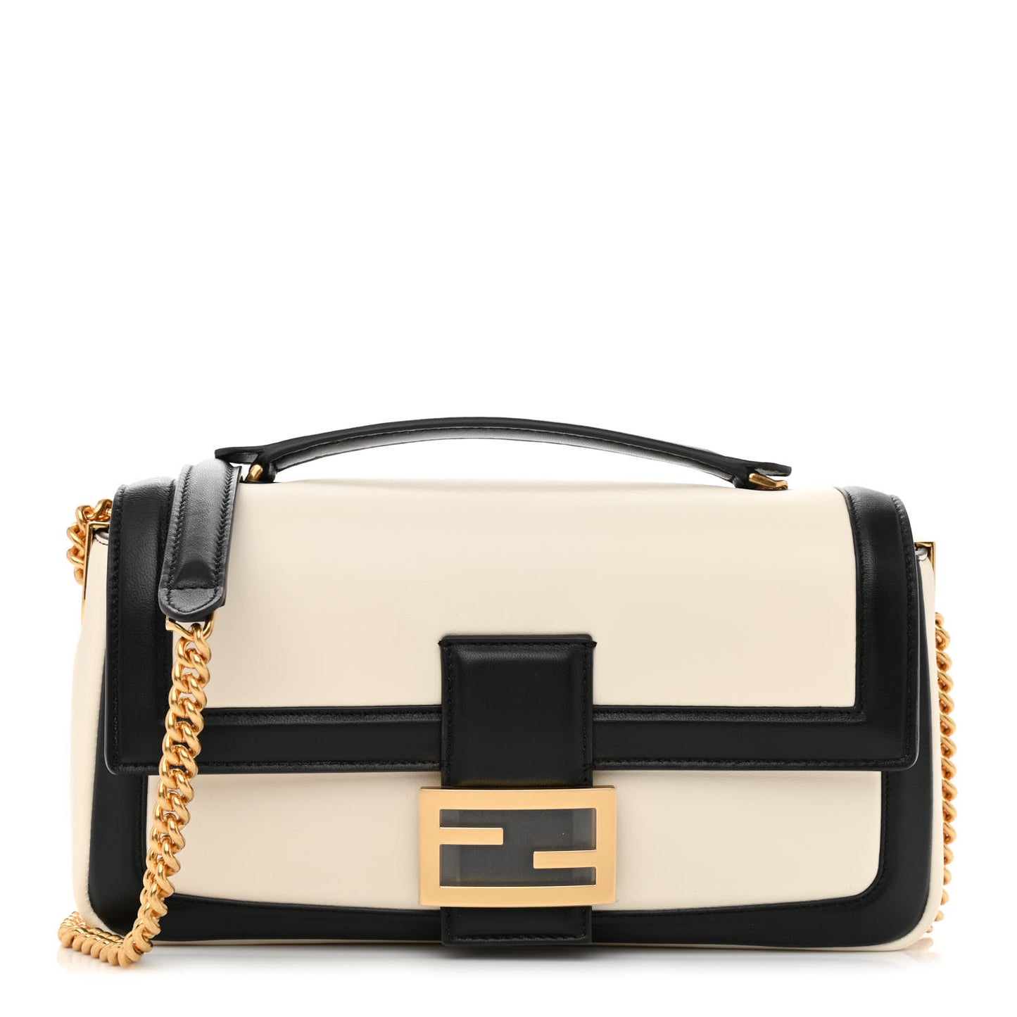 Nappa Apolo Bi-Color Chain Baguette Uovo Black