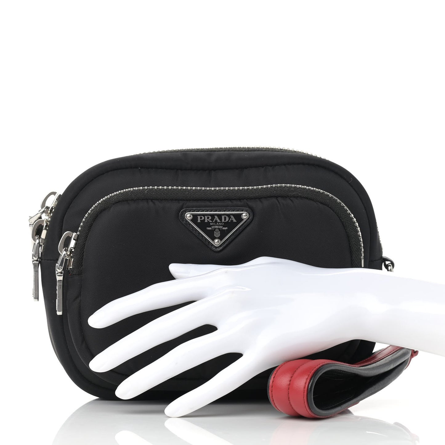 Tessuto Nylon Pocket Wristlet Pouch Black Fuoco