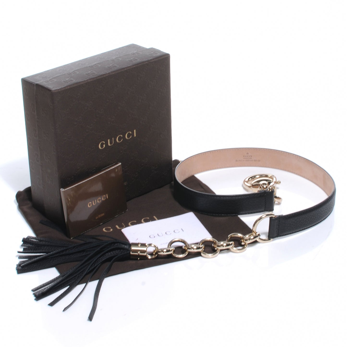 Leather Bamboo Tassel Belt Black