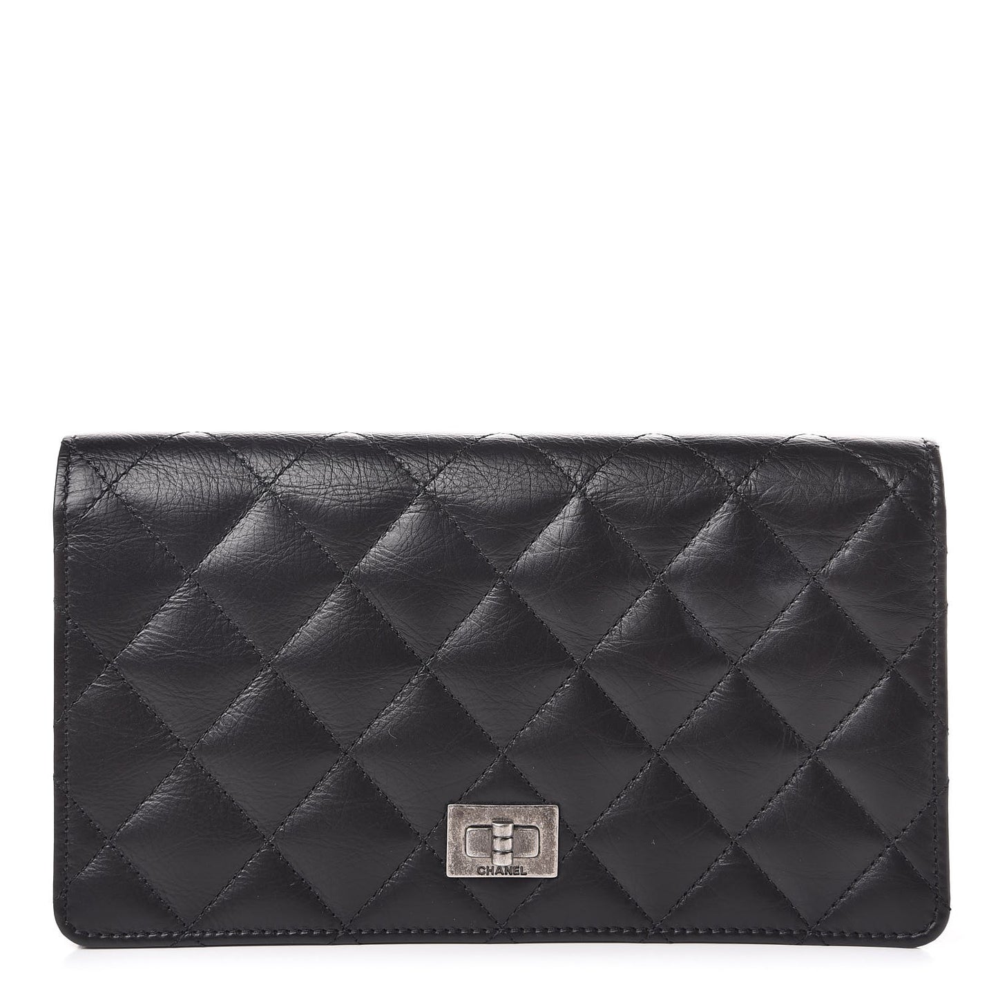 Aged Calfskin Quilted Reissue 2.55 Yen Wallet Black