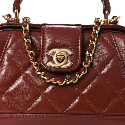 Chanel Shiny Lambskin Quilted Mini Cocodoc Top Handle Bag Brown 9 of 12