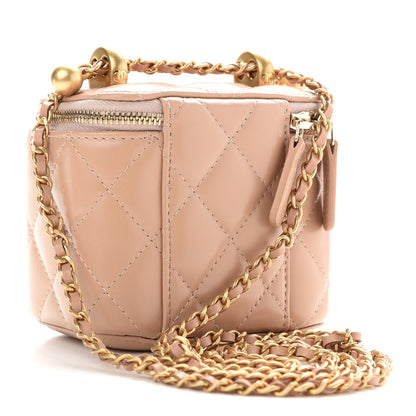 Chanel Calfskin Quilted Mini Perfect Fit Vanity Case With Chain Beige 3 of 9