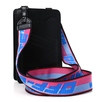 Off-White Saffiano Striped Phone Bag Black White 3 of 9