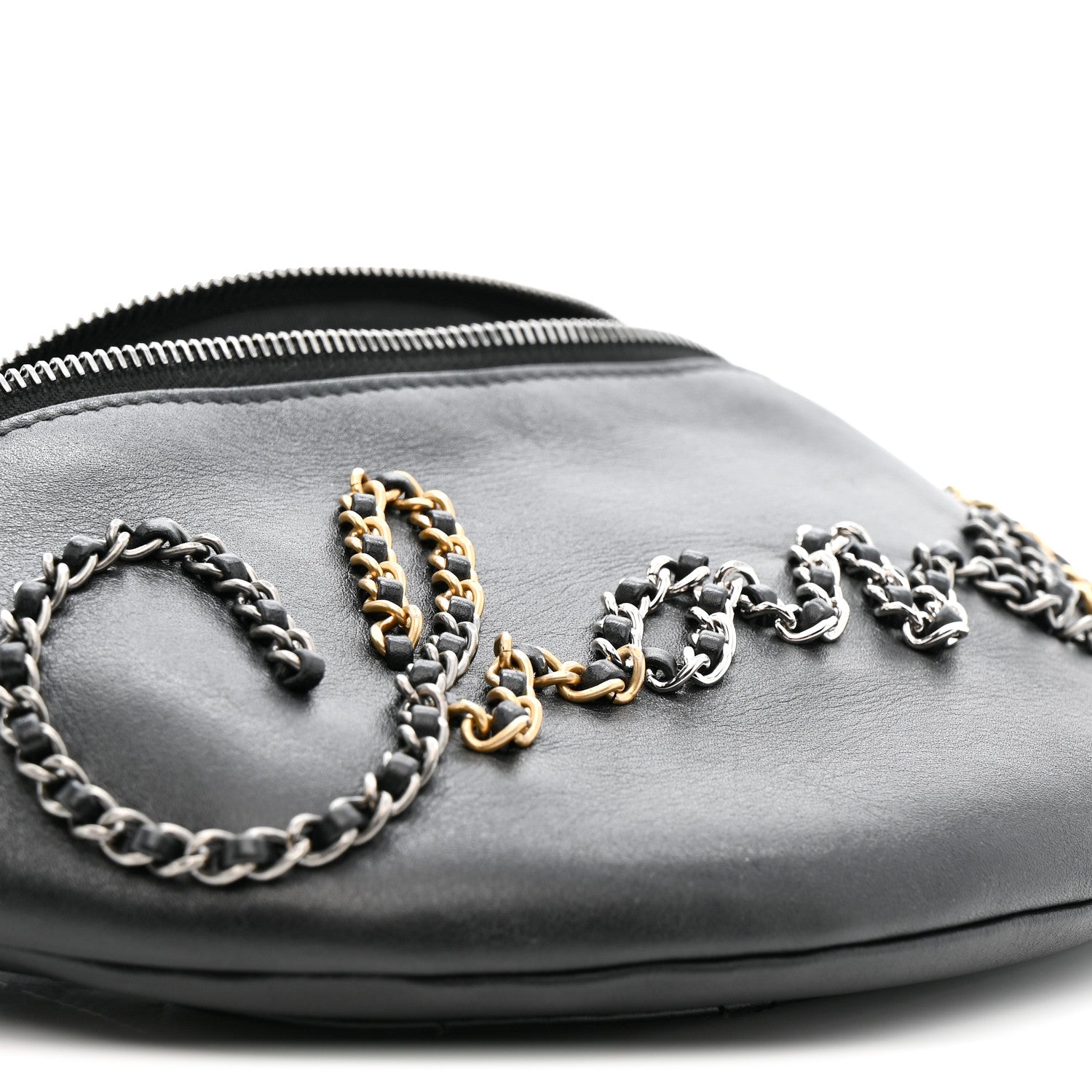 Chanel Calfskin Chain 20s Signe Waist Bag Black 9 of 12