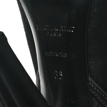 Saint Laurent Suede Faux Fur Jokull 105 Over The Knee Boots 38 Black 7 of 7