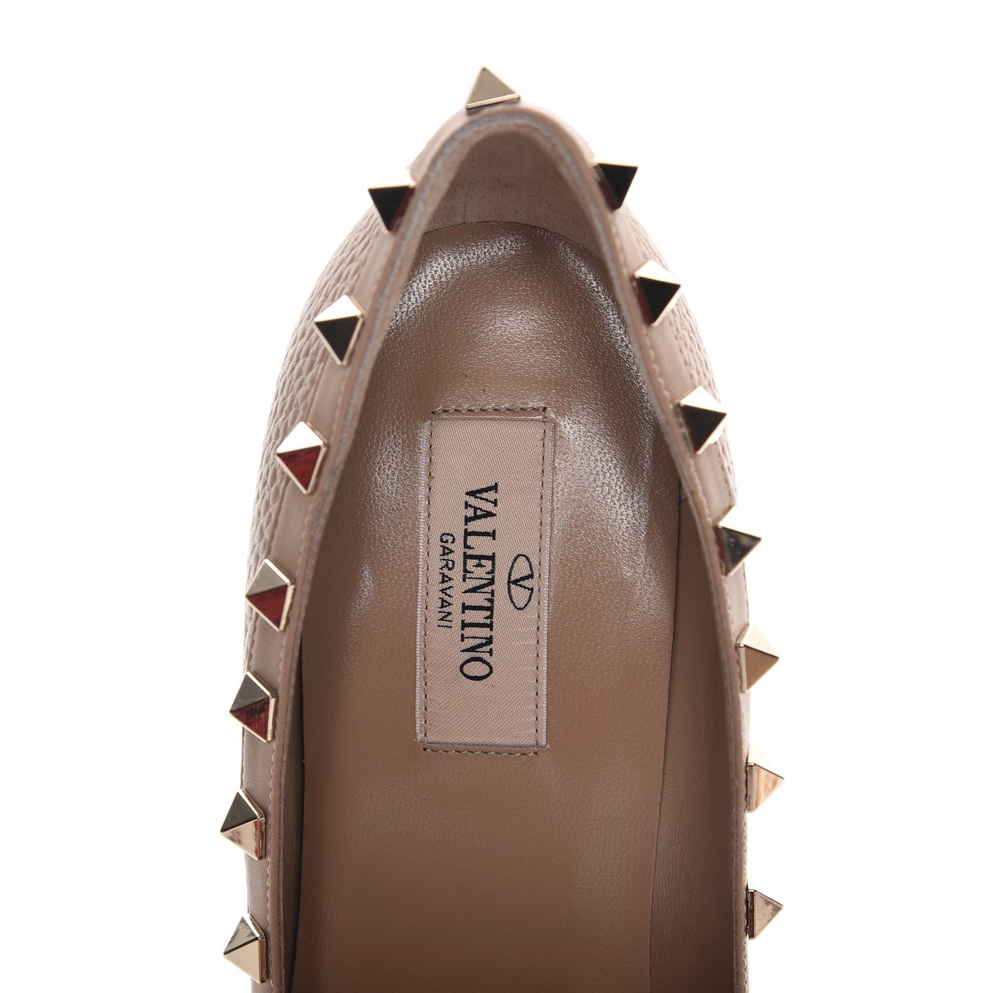 Pebbled Calfskin Rockstud 100mm Pumps 37.5 Camel Rose