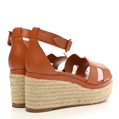 Hermes Goatskin Elda Espadrille Wedge Sandals 38 Marron Glaise 4 of 12