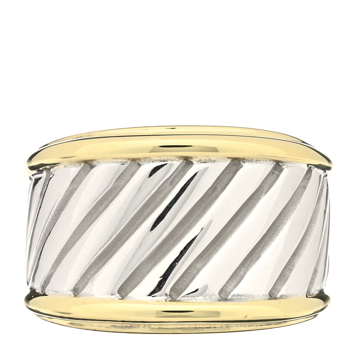 Sterling Silver 14K Yellow Gold Cable Cigar Band Ring 53 6.5