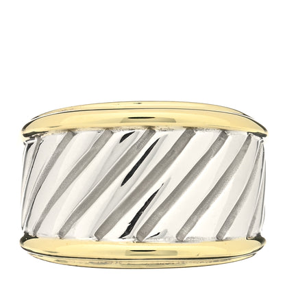 David Yurman Sterling Silver 14K Yellow Gold Cable Cigar Band Ring 53 6.5 1 of 3