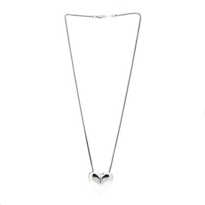 Tiffany Sterling Silver Puffed Heart Pendant Necklace 3 of 5