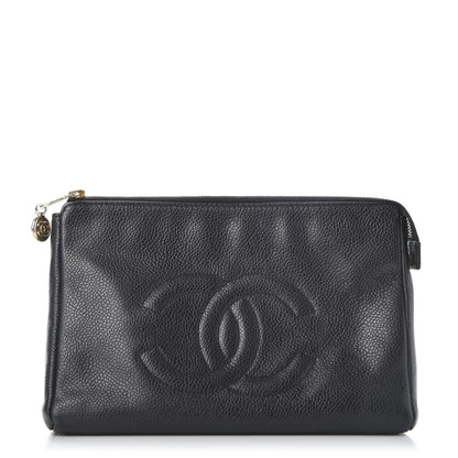 Chanel Caviar Timeless CC Cosmetic Pouch Black 1 of 10