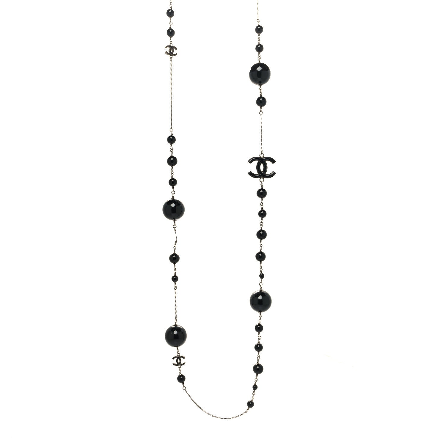 Chanel Ruthenium Bead Crystal Necklace Black 1 of 5